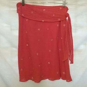 TOCCA Flirty Spring Cotton Coral Embroidered Skirt